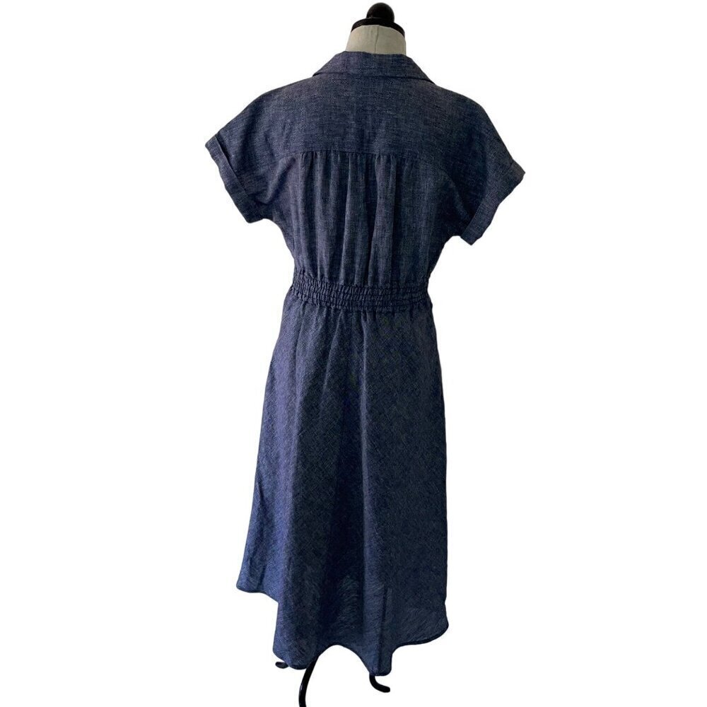 Amy Kuschel Womens Shirt Dress Size Small Blue Midi Button Down Collared - Picture 2 of 10